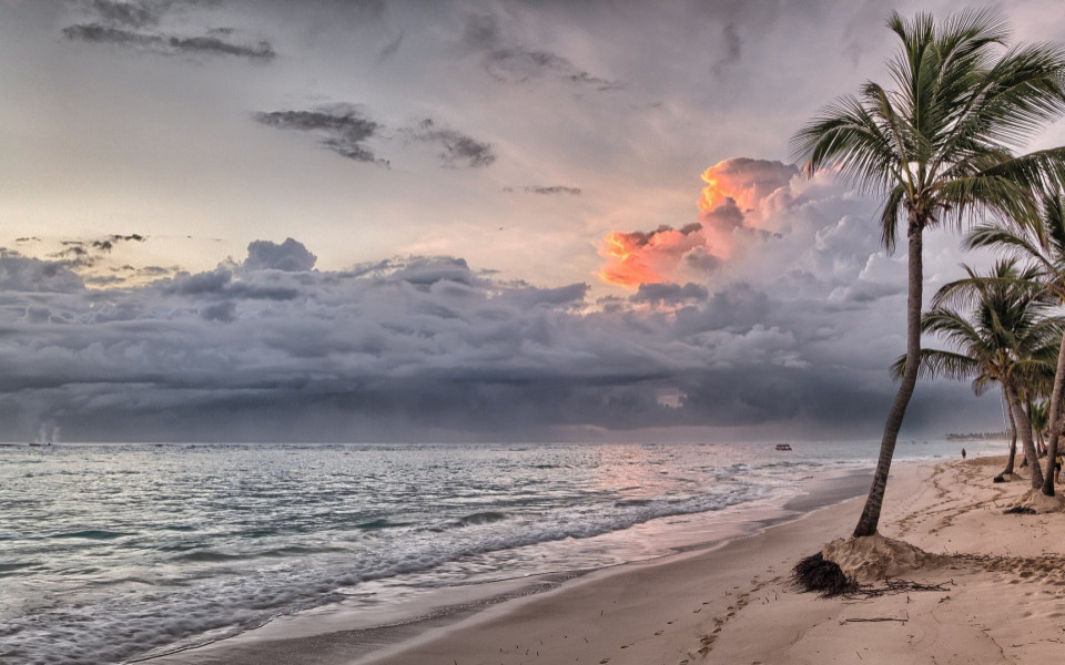 dominikanische-republik-strand-mit-palmen-bei-sonnenuntergang
